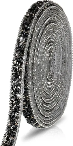 Miniatura 22 de Hicarer 3 yardas de cintas de diamantes de imitación de resina para boda, cinta autoadhesiva de diamantes de cristal, rollo de cinta de resina
