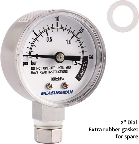 Miniatura 2 de MEASUREMAN Medidor de olla a presión de acero inoxidable, medidor de presión de presión, manómetro de vapor, dial de 2 pulgadas, montaje inferior