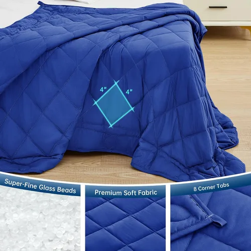 Miniatura 4 de OMYSTYLE Manta con peso para adultos (12 libras, 60 x 80 pulgadas), manta pesada tamaño Queen, material de microfibra transpirable y refrescante