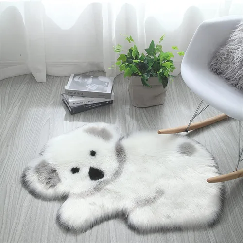 Miniatura 4 de Alfombra con estampado de vaca, piel de vaca sintética, alfombra con estampado de animales para sala de estar, dormitorio, antideslizante