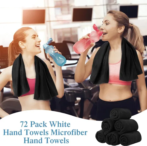 Miniatura 4 de Moukeren 72 unidades de toallas de mano negras para salón de microfibra absorbentes resistentes 16 x 27 toallas de mano para el cabello a granel