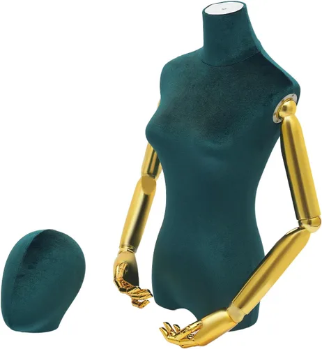 Miniatura 7 de Vestido de maniquí femenino con forma de torso, 59 a 79 pulgadas de altura ajustable, cuerpo de maniquí con soporte de metal y base rectangular