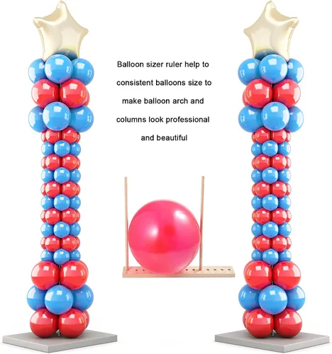 Miniatura 2 de Auihiay Regla de medición de globos de madera ajustable de 12 tamaños, herramienta de medición para decoraciones de globos, arcos, columnas