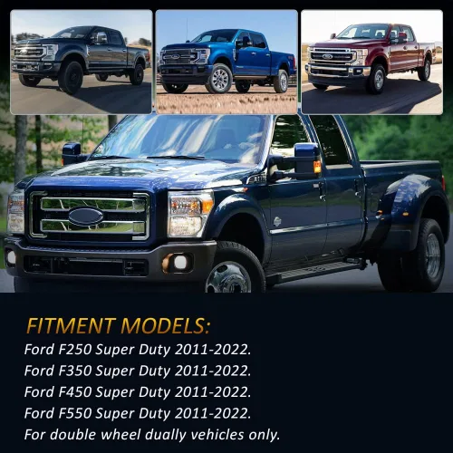 Miniatura 4 de D-Lumina Juego de 4 luces LED laterales ámbar y rojo para Fo-rd F250 F350 F450 F550 Super Duty 2011-2022 marcadores laterales de guardabarros