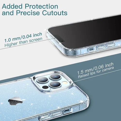 Miniatura 7 de JETech Funda con purpurina para iPhone 13 Pro de 6.1 pulgadas, a prueba de golpes, bonita y brillante para mujeres y niñas (transparente)