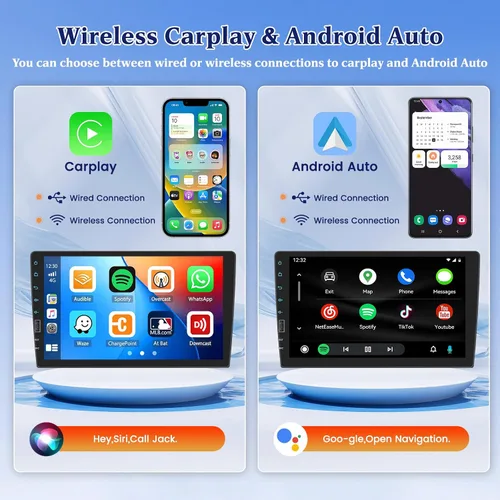 Miniatura 3 de Hikity Estéreo inalámbrico de 9 pulgadas para Apple Carplay inalámbrico Android Auto, pantalla táctil, radio AM/FM, receptor de audio para automóvil