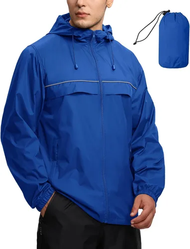 Miniatura 15 de SWISSWELL Chaqueta impermeable rompevientos para hombre, ligera, plegable, con capucha, para golf, senderismo, viajes