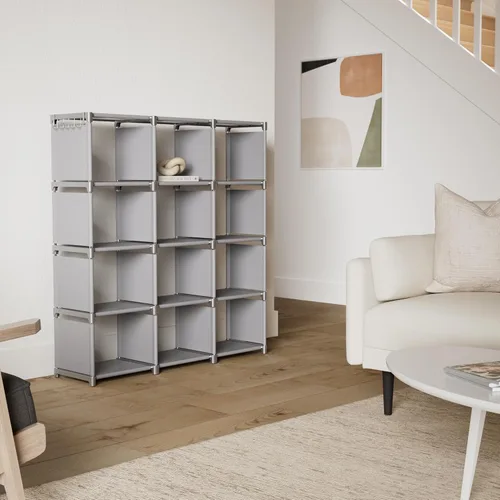 Miniatura 2 de Mavivegue - Estante organizador de almacenamiento de 12 cubos, estante de bricolaje para libros, estantes organizadores de almacenamiento de Gris