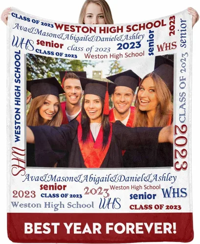 Miniatura 15 de Manta de sofá de graduación personalizada con imagen, manta personalizada para graduados para clase de 2023, personalizable con cualquier palabra