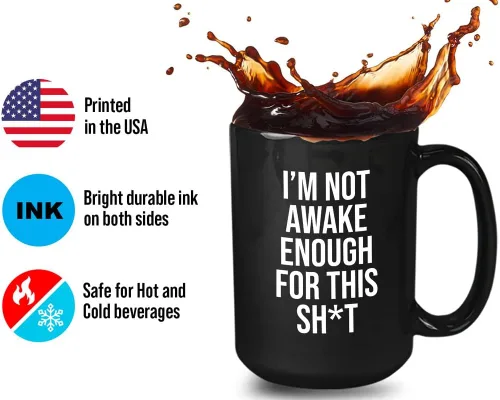 Miniatura 3 de Sleepy Coworkers - Taza de café de 15 onzas, color negro, con texto en inglés "I 'm not awake enough - Lazy Person Sleepy People Who Loves Doing