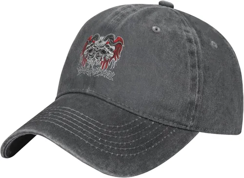 Cowboy Hat Trendy Hats for Man and Women Djustable Four Season Outdoor Baseball Cap of Hell Skull with Angel Deep Heather