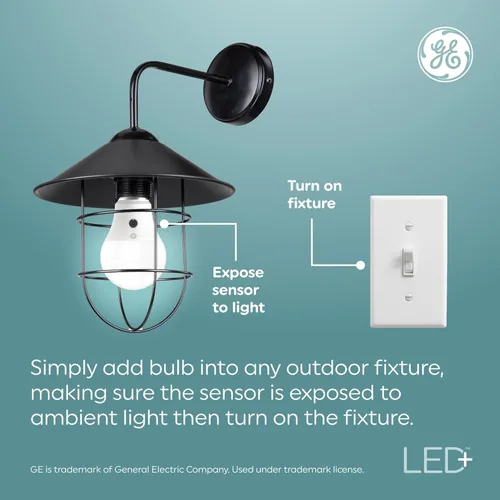 Miniatura 3 de GE LED+ CA11 - Bombillas LED para exteriores del atardecer al amanecer, luces de seguridad automáticas encendido/apagado, luz del día, base Luz