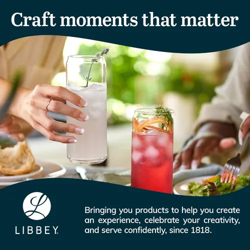 Miniatura 6 de Libbey Vasos Clásicos Delgados para Latas de Cerveza, Vasos Altos de 12.5 oz para Beber Juego de 6, que Ahorran Espacio y Cristalería Delgada