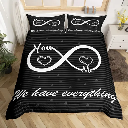 Miniatura 2 de Feelyou You and Me - Juego de funda de edredón con citas divertidas, funda de edredón para hombres, mujeres, parejas, enamorados, negro y rojo