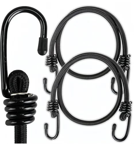 Miniatura 8 de Lanlord Cuerdas elásticas de látex negro resistente para exteriores de 30 pulgadas con correas elásticas de gancho, 4 unidades de 30 pulgadas