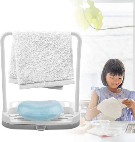 Miniatura 6 de Toallero de cocina para encimera de cocina, soporte para trapo, soporte para trapo, barra desmontable de cocina, toallero, organizador de Gris