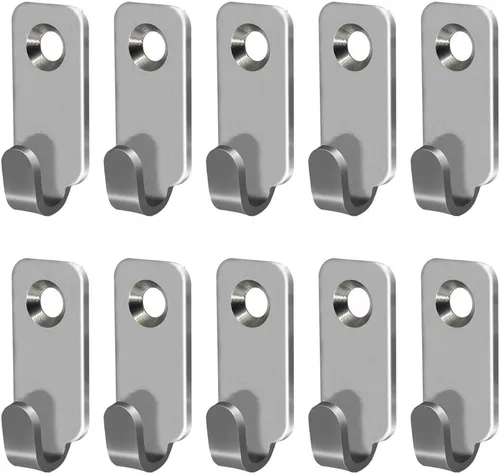 Miniatura 9 de 10 piezas de ganchos en J resistentes en forma de J de acero inoxidable 304 montados en la pared, mini gancho en J para marcos de fotos de espejo