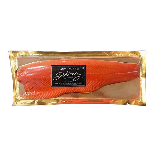 New York's Delicacy, Filete Nova de salmón ahumado entero – [2.9 libras / 1 filete] – Más premiado, sin rodajas, sin piel, kosher, sin gluten, alto