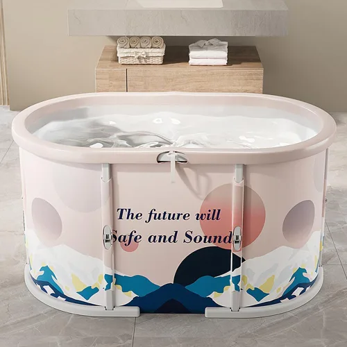 Miniatura 2 de Genrenyen Bañera de Baño de Hielo Sin Instalación 39" Bañera Portátil Ovalada para Cabina de Ducha, Bañera Plegable de Inmersión Caliente y Fría