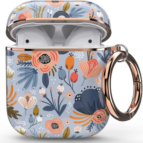 wenew Funda rígida para AirPod AirPods de 1ª y 2ª generación con llavero para mujeres y hombres (azul)