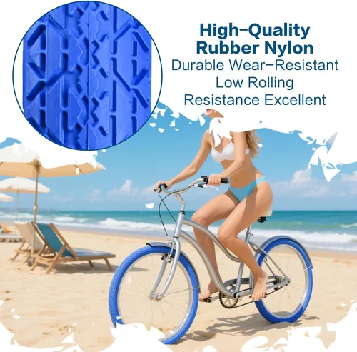 Miniatura 5 de Paquete de 2 neumáticos y tubos de bicicleta Cuiser de playa, 26 pulgadas, 24 x 2.125 pulgadas, 26 neumáticos de bicicleta de playa, rojo o azul