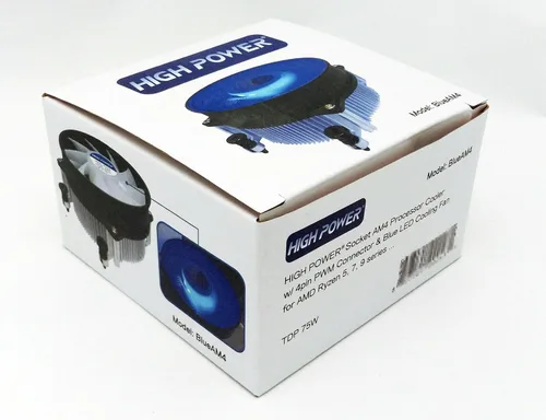 Miniatura 5 de HIGH POWER BlueAM4 - Enfriador de aire para CPU con luz LED azul con disipador de calor de aluminio y ventilador de refrigeración PWM de 3.740 in