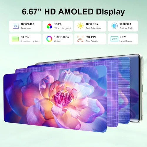 Miniatura 2 de FOSSIBOT S3Pro - Teléfono desbloqueado, 6.67 pulgadas AMOLED Dual Curvo Pantalla + 1.09 pulgadas Pantalla Trasera Teléfonos Celulares