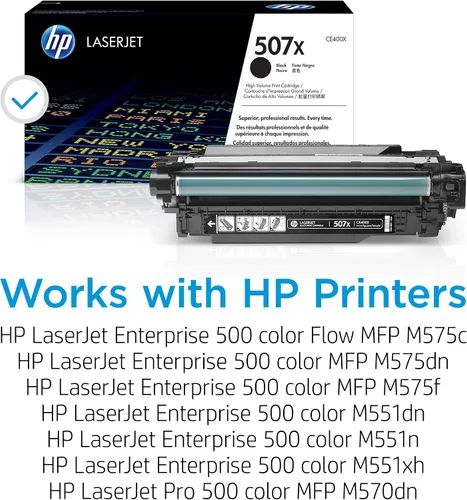 Miniatura 2 de HP 507X (CE400X) cartucho de tóner negro, de alto rendimiento, original LaserJet.