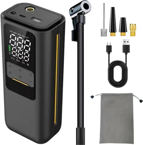 Miniatura 2 de BL-01 Mini Cordless Tire Inflator, 120 PSI USB-C Rechargeable Brushless Air Pump with Digital Pressure Gauge and Auto Shut-Off for Bikes, Cars and