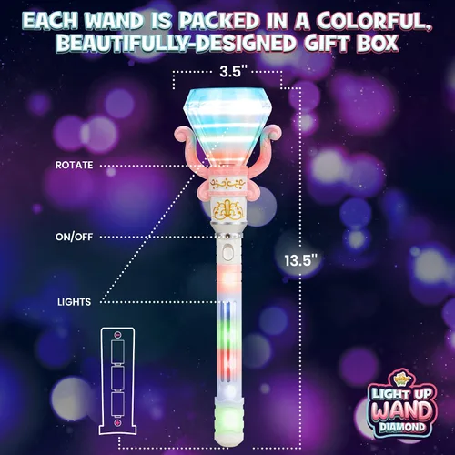 Miniatura 2 de IPIDIPI TOYS Varitas mágicas giratorias iluminadas para niños, paquete de 2, varita mágica de hadas de juego de simulación, rellenos de cesta