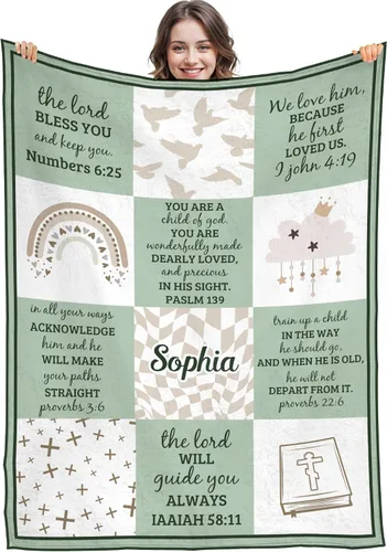 Miniatura 9 de Artsadd Regalos cristianos para niña, mantas personalizadas con nombre – Am a Child of God – Manta personalizada inspiradora para cumpleaños