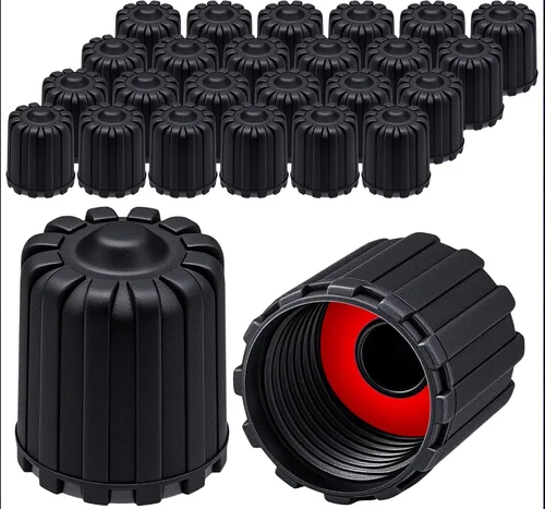 Miniatura 20 de 30 piezas de tapas de vástago de válvula de neumático TPMS, tapas de vástago de válvula de rueda de plástico negro para TR20008 TPMS, tapas