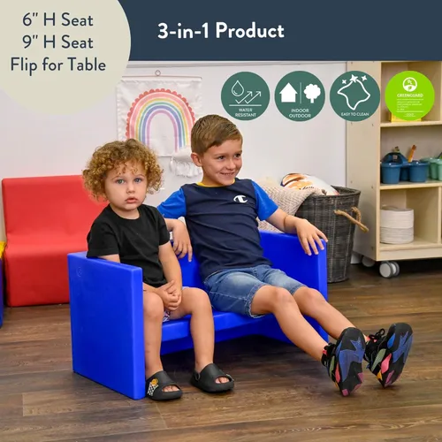 Miniatura 4 de Children's Factory Adapta-Bench, CF910-029 Azul, asientos flexibles para niños, aulas, muebles preescolares y de guardería, sillas para niños