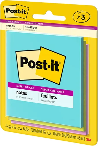 Miniatura 10 de Post-it Notas súper adhesivas, 3 x 3 pulgadas, 3 blocs, 2 veces el poder de adherencia, neones de supernova, colores brillantes, reciclables