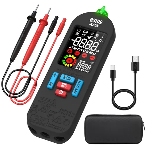 BSIDE Multímetro digital recargable Probador de amplificador eléctrico LCD de color 6000 cuentas Voltímetro inteligente automático VFC Diodo de A2X