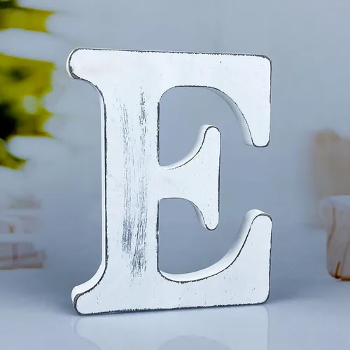 Miniatura 13 de Letras de madera rústica blanca de 6 pulgadas, letras de madera sin terminar para decoración de pared, letras de pie retro blancas blancas