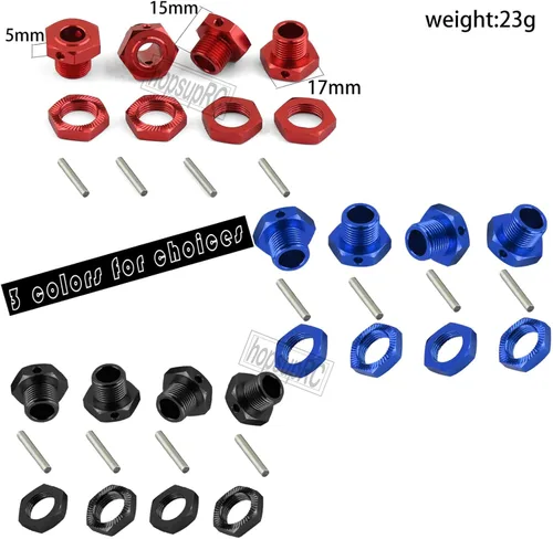 Miniatura 6 de Pieza de mejoras para 1/8 Typhon 4x4 3S BLX 1/10 Big Rock v3, tuerca de rueda de aluminio y rueda hexagonal y ranuras, llave de rueda Hops Up