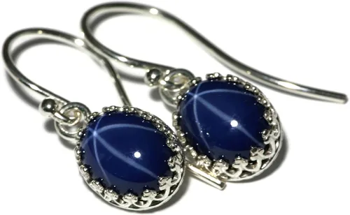Miniatura 6 de Pendientes colgantes de corona de zafiro azul creado