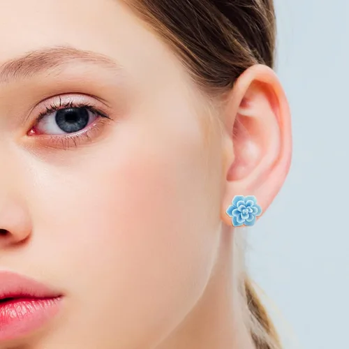 Miniatura 12 de Handmade Succulent Earrings 13mm Hypoallergenic 925 Sterling Silver Post Soft Ceramic Resin Stud Earrings for Women Sensitive Ears