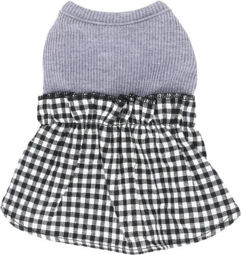 Miniatura 3 de LOPHIPETS Vestido a cuadros para perros pequeños, taza de té para niña, chihuahua, yorkie, cachorro, ropa de gato, cuadros blancos y negros, XXS