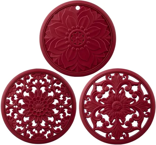 Miniatura 14 de Salvamanteles de silicona gris para platos calientes, ollas y sartenes, almohadillas calientes redondas para cocina, alfombrilla de silicona