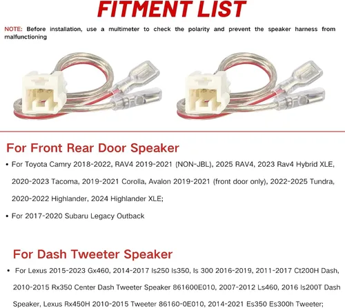 Miniatura 2 de RED WOLF Adaptador de conector de arnés de cable de altavoz para puerta Toyota 2019-2021 RAV4 Camry Avalon, para Dash Twteer Lexus is CT 2011-2018