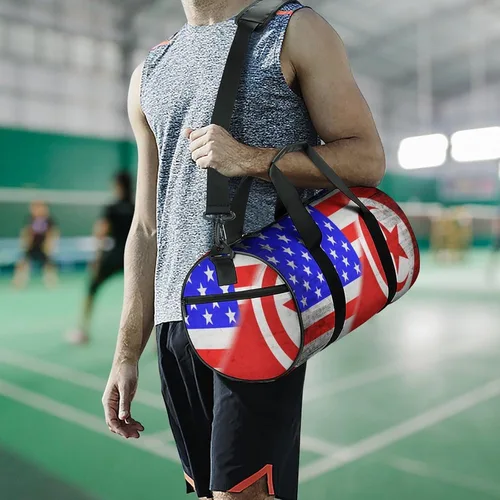 Miniatura 6 de Banderas de Estados Unidos y Túnez - Bolsa deportiva para gimnasio, bolsa de entrenamiento duradera, bolsa de lona con correa para el hombro