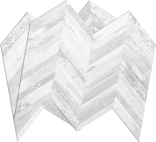 DICOFUN Protector contra salpicaduras de 10 hojas de espiga para despegar y pegar, aspecto de madera blanca vintage, PVC para salpicaduras para