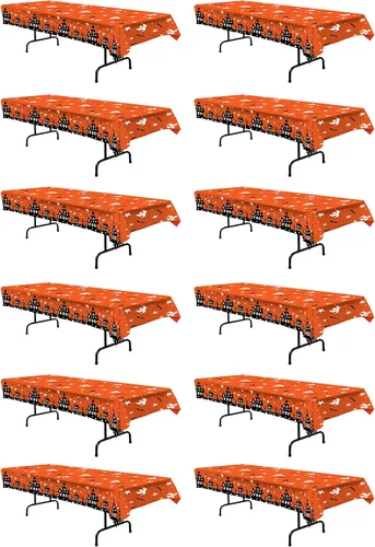 Miniatura 7 de Beistle Mantel de casa embrujada, 54 x 108 pulgadas, 2 piezas, mantel de plástico, mantel rectangular, mantel de Halloween, mantel de vacaciones