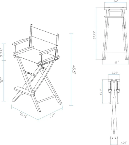 Miniatura 4 de Casual Home American Trails - Silla de directores extra ancha de alta calidad, 30 pulgadas de alto, marco negro, lona verde cazador