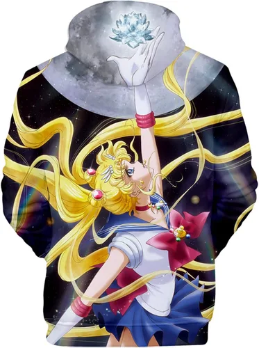 Miniatura 2 de BAKUGOU Anime Tsukino Usagi Hoodie for Women Girls Black Unisex Aino Minako Pullover Luna Sweatshirt Pink Adult Anime Sweater