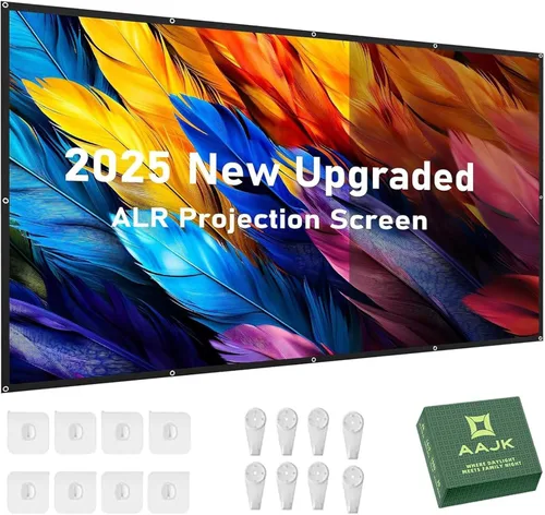 AAJK Alr - Pantalla de proyector para exteriores, pantalla de proyector de película 4K HD 16:9, proyector portátil plegable antiarrugas, pantalla de