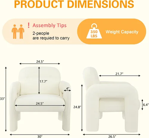 Miniatura 2 de LSSPAID Sillas decorativas, sillones tapizados de tela de línea moderna, cómoda silla de lectura para ocio, sillón individual esponjoso para sala