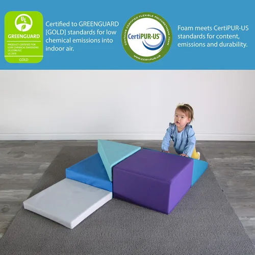 Miniatura 4 de FDP SoftScape - Gimnasio de interiores para bebés y niños pequeños hecho de escalones de espuma suave y PU de colores, ideal para gatear, escalar